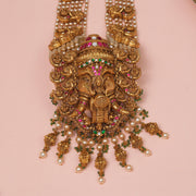 Silver Haaram with Heavy Lord Ganesh Pendant