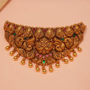 Temple Finish Silver Choker with Traditional Design