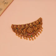 Temple Finish Silver Choker with Traditional Design