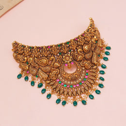 Silver Antique Broad Choker with Shankh Detailing and Chandbali Highlight