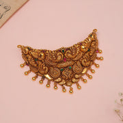 Nature-Inspired Temple Silver Choker with Gold Drop Hangings