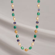 Traditional Silver Mala with Stone Beads and Pearls