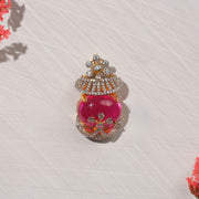 Silver Pendant with CZs and Pink Stone Highlight