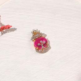 Silver Pendant with CZs and Pink Stone Highlight