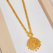 Silver Long Haaram with Plain Gold Finish and Floral Detailing