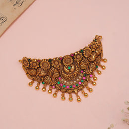 Antique Silver Choker with Sunflower Detailing and Peacock Highlight