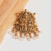 Antique Silver Lakshmi Devi Pendant with Ruby Potas