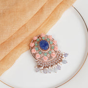 Silver Pendant with Moissanite Stones and Coral Rose Detailing