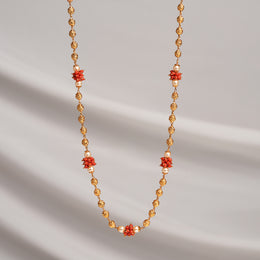 Silver Nakshi Mala with Pearls and Coral Beads