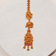 Temple Silver Maang Tikka with Lakshmi Devi, Elephant, and Peacock Design