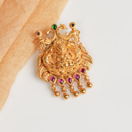 Heavy Lakshmi Devi Pendant with Ruby and Emerald Highlights