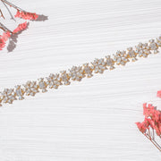 Graceful Floral Silver Bracelet with Floral Stone Detailing