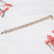 Graceful Floral Silver Bracelet with Floral Stone Detailing