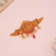 Silver Temple Bhaajubandh with Lakshmi Devi and Peacock Design