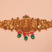 Silver Lakshmi Devi Bhaajubandh with Lion and Elephant Manifestations