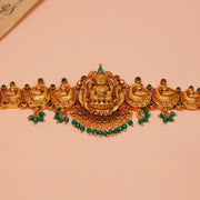 Sleek Temple Silver Bhaajubandh with Lakshmi Devi Design