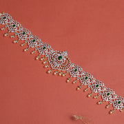 Elegant Silver and CZ Stone Vaddanam with Pearls