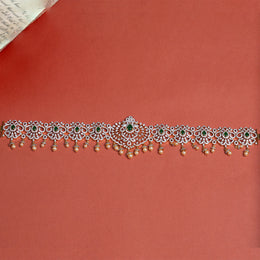 Elegant Silver and CZ Stone Vaddanam with Pearls