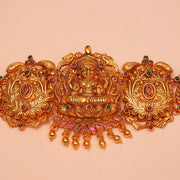 Silver Temple Bhaajubandh with Lakshmi Devi Detialing and Stones