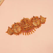 Silver Temple Bhaajubandh with Lakshmi Devi Detialing and Stones