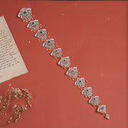 Silver Stone-Studded Jada with Pearl Hangings