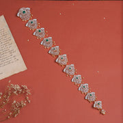 Silver Stone-Studded Jada with Pearl Hangings