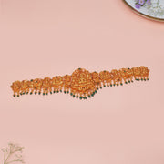 Temple Silver Vaddanam with Emerald Beads and Rubies