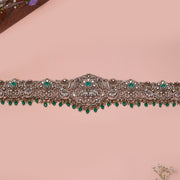 Victorian Silver Vaddanam with Emerald Beads