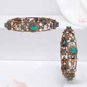 Kundan and Moissanite Combination Victorian Silver Bangles