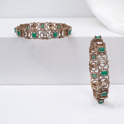Floral Victorian Bangles with Emeralds and CZs