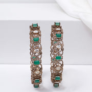Floral Victorian Bangles with Emeralds and CZs