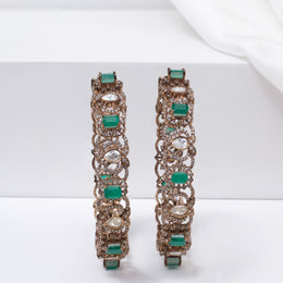 Floral Victorian Bangles with Emeralds and CZs