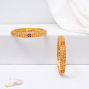 Silver Leaf Design Bangles with Ruby Potas