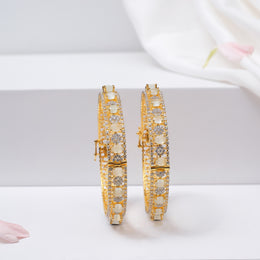 Silver Stone-Studded Adjustable Bangles