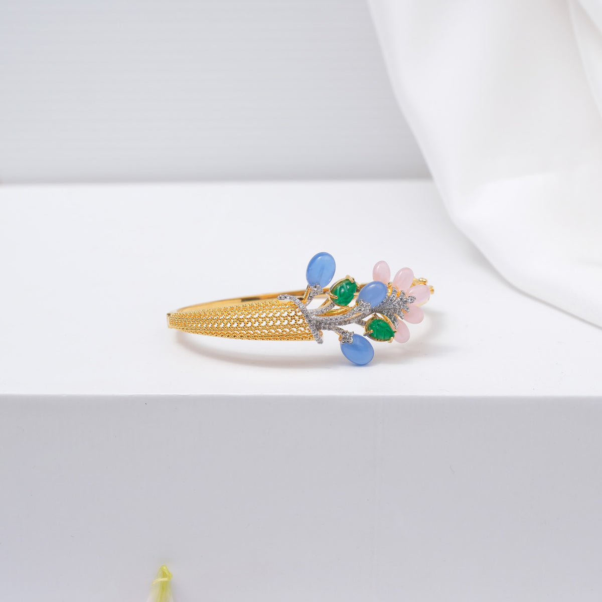 Tree Kada Elegant Silver Kada with Tree Design and Moissanite Stones – Padmam