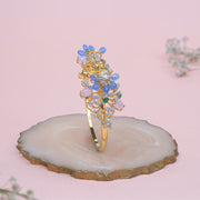 SIlver Kada with Leaf Design and Moissanite Stones