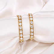 Graceful Stone Embellished Silver Bangles