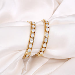Graceful Stone Embellished Silver Bangles