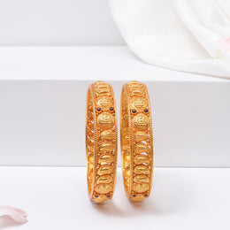 Lakshmi Kasu Silver Bangles with Ruby Potas and Paisley