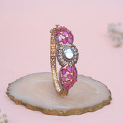 Silver Kada with Coloured Kundans