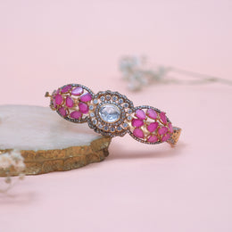 Silver Kada with Coloured Kundans