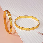 SIlver Rhodium Finish Bangles with Leaf Detailing