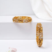 Peacock Silver Bangles with Ruby Potas and CZs