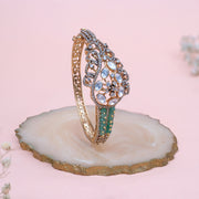 Silver Kada Bracelet with Kundan Stones