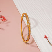 Sleek Silver Kada with Stones and Infinity Design