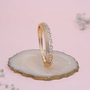 Elegant Silver Kada Bangle with CZ Stones