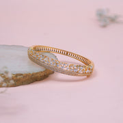 Elegant Silver Kada Bangle with CZ Stones