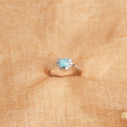 Simple Silver Stone Ring with Heart-Shaped Highlight