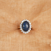 Simple Blue Stone Ring with CZs
