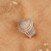 Silver and CZ Stone RIng with Drop-Shaped Highlight